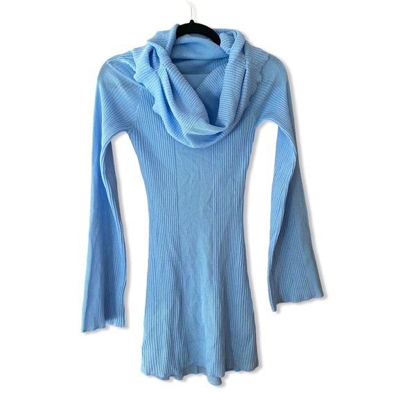 SER.O.YA Galli Mini Dress blue ribbed knit mini off shoulder Sweater Revolve XXS - Picture 5 of 10